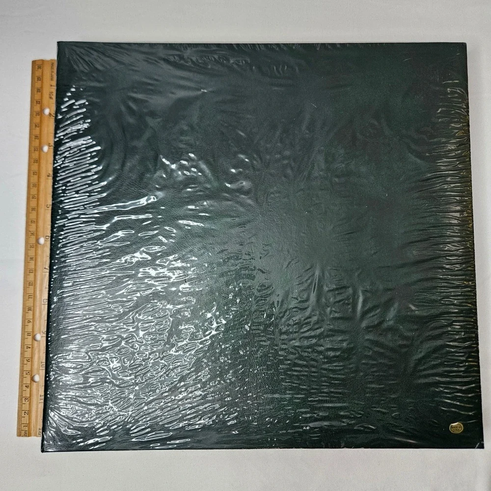 Dark Green Faux Leather Dual Open Photo Album Gold Filigree 12x12 Square Latch